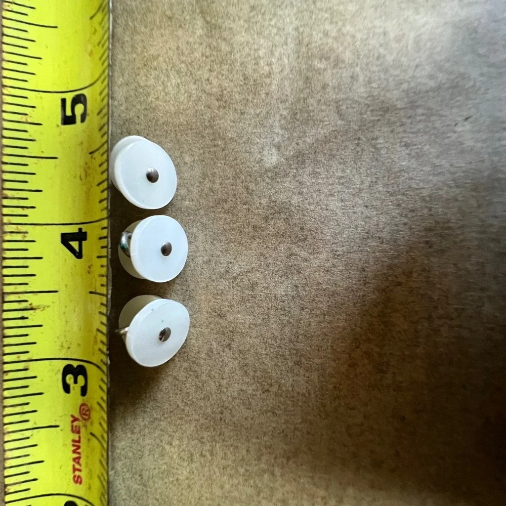 Vintage White Mother of Pearl Tuxedo Shirt Studs Set of 3 Formal Silver Tone